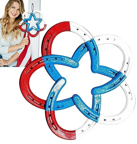 Tumotsit Western Star Hufeisen Metall Wanddekoration - Indoor-Pferde-Dekor, Hufeisen-Geschenk-Dekor - Hufeisen-Geschenkdekor mit Pentagramm, rustikaler und Vintage-Stil für Wände oder Tische