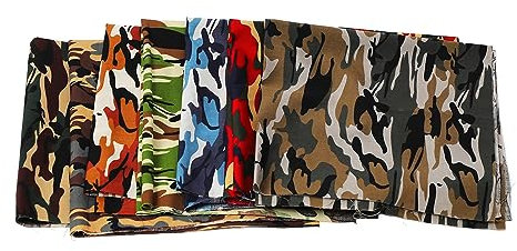 Camouflage-Baumwollstoff, 7 Stück, Breit, Weicher, Atmungsaktiver -Stoff für Bastelarbeiten, 18,9 X 18,9 Zoll
