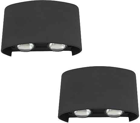 loyal 2 Stück 2W LED Außenlampe black Wandlampe Innen/Außen 3000K Wandlampe Innen LED Warmweiß Rechteckig Einstellbarer Abstrahlwinkel Wandlampe IP65