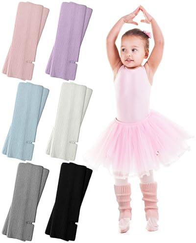 Vabean 6 Pairs Dance Leg Warmers for Kid Girl Toeless Ballet Leg Warmer Knit Ankle Warm Socks for Dance Ballet(Classic Color)