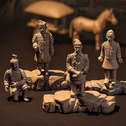 ibasenice Mini-Skulptur aus China, Qin-Dynastie, Terrakotta-Krieger, Antike, traditionelle Terrakotta-Krieger-Statue, Soldat und Pferdefiguren