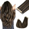 GOO GOO Tape in Extensions Echthaar, Tape Extensions Echthaar, 50cm 100g 40pcs, Extensions Echthaar, Haarverlängerung Echthaar, 2/6 Dunkelbraun gemischt Kastanienbraun