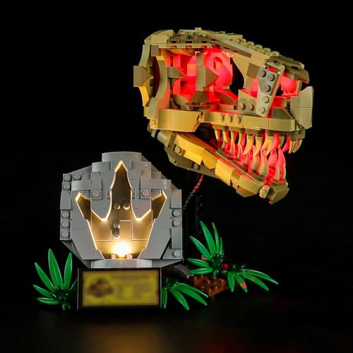BRIKSMAX LED-Licht für Dinosaurier-Fossilien: T-Rex-Kopf 76964 - Kompatibel mit Lego Jurassic World Bausteinen - Ohne Lego Set