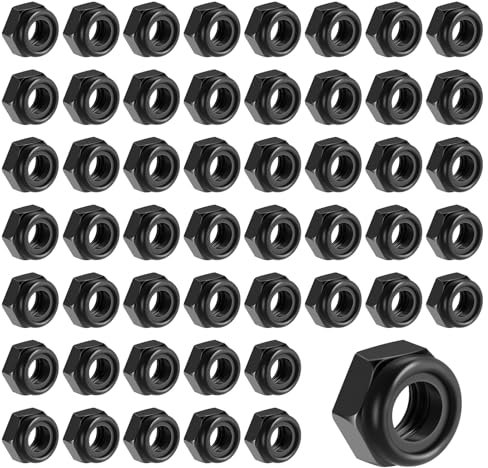 Lvefyti 50 Stück M5 Muttern Set,Schwarz Edelstahl Sechskantmuttern,Selbstsichernde Muttern,A2 V2A Schraubenmutter,Sechskant Mutter mit Metrischem Regelgewinde