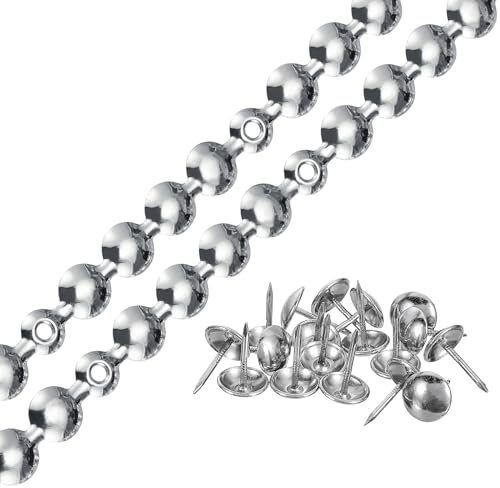 QUARKZMAN 2 Piezas de Tiras de Tachuelas para Tapicería, 1 Metro de Adornos de Clavos Decorativos Brillantes para Sofá Cabecero Silla Muebles con Clavos de Tapicería (11Mm Plata)