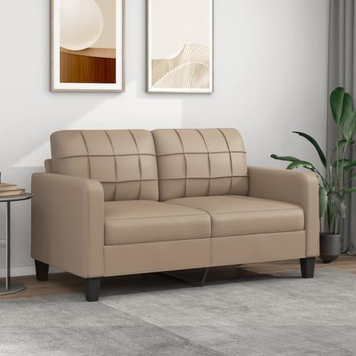 Willood 2-Sitzer-Sofa Couch für Wohnzimmer, Polstersofa mit Metallgestell, Loungesofa Zweisitzer Wohnzimmersofa Wohnzimmermöbel Cappuccino-Braun 140 cm Kunstleder