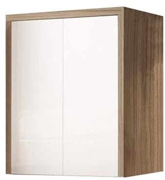 Liberoshopping Mueble para lavadora de madera ennoblecida – 2 puertas, push-and pull – 79 x 65 x 91 cm – para lavadora o secadora, ahorra espacio, fácil de montar (blanco/nogal)