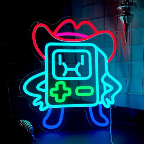 WIOSOUL Gaming-Neonlicht, Neonschilder mit Haken, Spiel-Neonlicht, Neon-Wandleuchte für USB-Kabel, dimmbares Gaming-Licht, Neon-Schirmlicht für Zimmer, Höhle, Party, Bar, Geburtstagsdeko