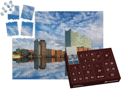 puzzleYOU: Puzzle-Adventskalender | „Spiegelung der Elbphilharmonie in Hamburg“ – aus der Puzzle-Kollektion Städte, Hamburg, Architektur, Deutschland, Elbphilharmonie, Deutsche Städte
