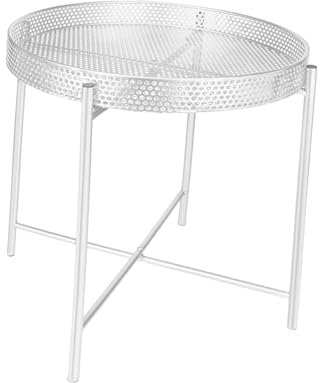 Folpus Eisen Outdoor Seite Tisch Ende Tisch Metall Pflanzer Halter Blumentopf Ständer für Garten Zimmer Home Dekoration, Weiß