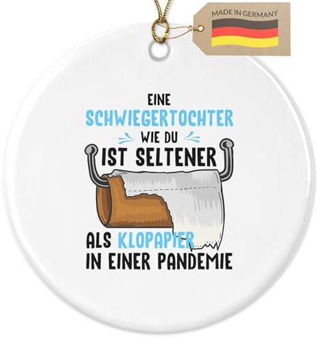 Schwiegertochter Weihnachtsdeko Baum-Anhänger Christbaumschmuck Keramik Rund Advent