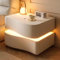 MGHRUEWH Nachttisch 2Er Set LED Nachttisch Mit 2 Schubladen, Nachttisch Mit Schubladen Für Schlafzimmermöbel, Beistelltisch Mit LED Licht,Beige,50cm