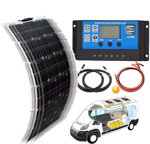 Kit De Panneaux Solaires Flexibles 300 W, 2 PièCes, ContrôLeur De Charge Solaire 40 A + Charge D'éNergie De Batterie 12 V, Facile à Transporter, Pour Camping-Car, Voiture, Camping