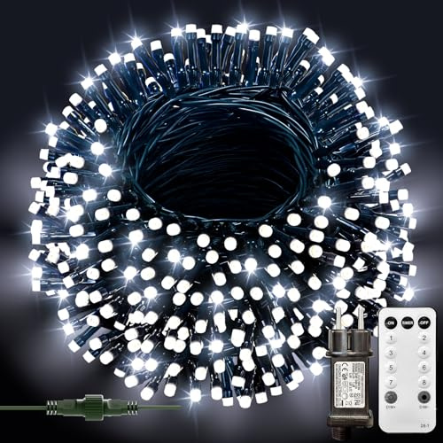 LED Lichterkette Innen Außen,400LED 40M Lichterketten Weihnachtsbaum mit Fernbedienung und Timer, 8 Modi IP44 Wasserdicht LED Lichterkette Weiß,für Weihnachten, Halloween, Party, Hochzeit