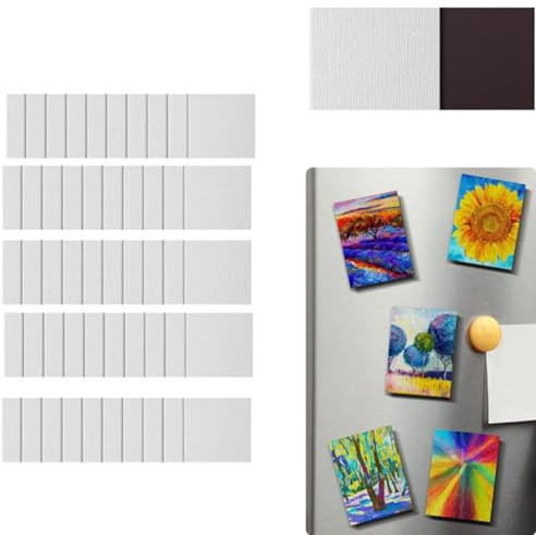 Dytabepl 25 Pièces Panneau de Toile de Peinture Magnétique Mini Panneaux de Toile Magnétiques Toiles Vierges pour Peinture Art Cadeau Bricolage Décor