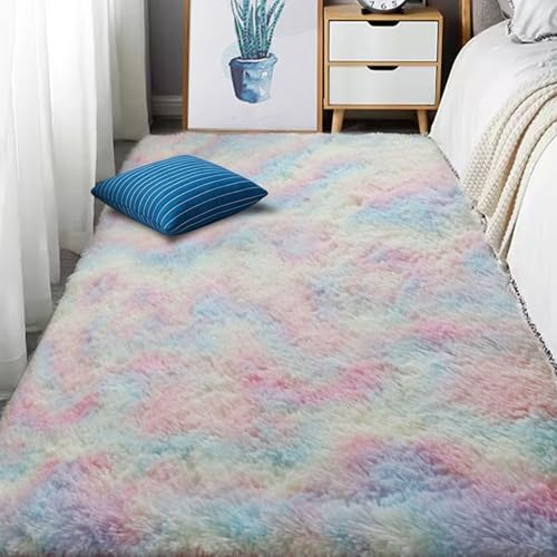 XIAOMEI Shaggy Teppich 140 x 240 cm mit rutschfest Unterseite Flauschiger Hochflor Teppich Wohnzimmer Heimdekoration für Terrasse Und Garten, Mehrfarbig
