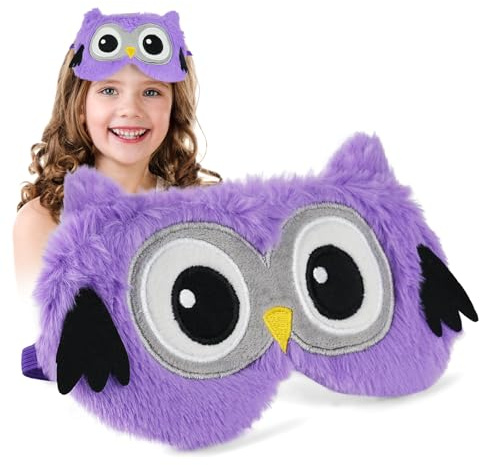 ACWOO Schlafmaske Kinder, Nette 3D Flauschige Tier Augenmaske, Flusen Karikatur Schlafen Lustige Neuheit Augenabdeckung, Schlafmaske Geschenke, Sleeping Mask für Kinder Erwachsene - Lila
