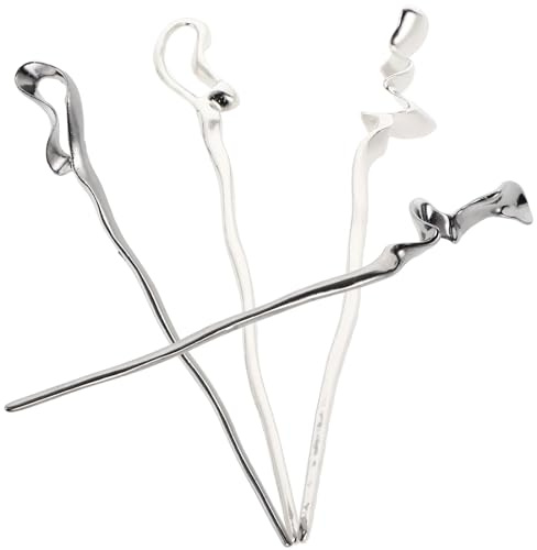 ASAKKURA 4pcs Vintage Hair Fork Hair Sticks for Buns Alloy Smooth Surface Light Weight Minimalist Classic Pin for Women Elegant Styling Tool for Weddings and Birthdays