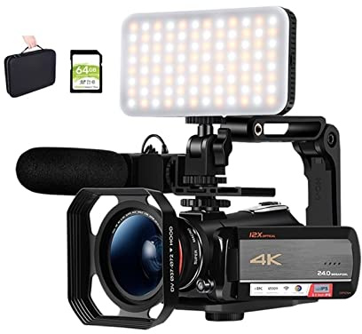 JOLIANE Videocamera 4K Live Streaming Camcorder Videocamera Vlog Professionale Zoom Ottico 12X