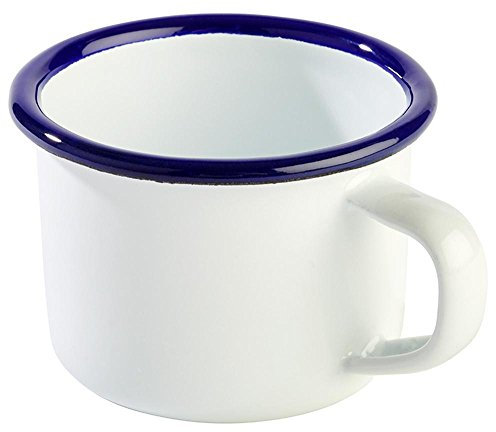 APS 40636 ENAMELWARE Metallbecher, Ø 7 x 5 cm 0.10 ltr. Weiß/Blau