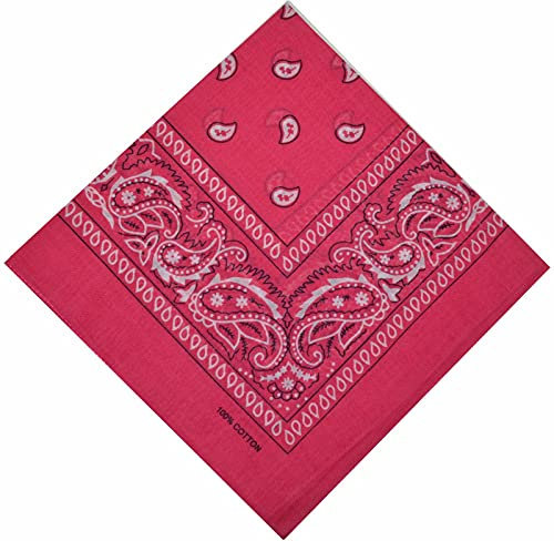 Bandana Halstuch Biker 1er 3er 6er 12er Pack Nikki Tuch Schal Paisley Kopftuch 100% Baumwolle 25 Farben (3er, Pink)
