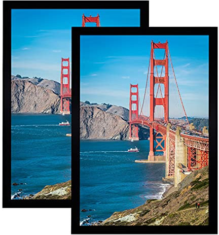 Bilderrahmen, schwarzer Posterrahmen – Wandausstellung, drehbare Laschen – Acryl-Abdeckung, glatte Formgebung – ideal für Landschafts-/Gruppenbilder und Fotos 13x19 (2 Set) schwarz