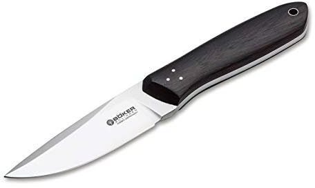Cuchillo BÖKER TNT con hoja de acero N690 de 9,6 cm y empuñadura de madera de granadillo de 11,95 cm 120518 para Caza, Pesca, Supervivencia y Bushcraft + Portabotellas de Regalo