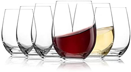 [Lot de 6, 535ml] DESIGN·MASTER-Verres à vin sans Pied, Verres à boire sans plomb, idéaux pour le vin rouge et blanc, le cocktail, le jus, l'eau, la verrerie de cuisine.