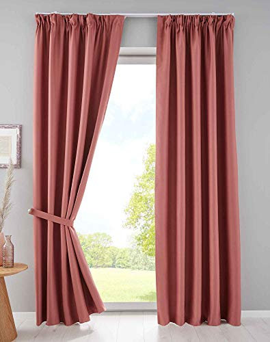 Gardinenbox 2er Set Verdunkelungsvorhänge Blickdicht »Newyork« verdeckte Schlaufen Altrosa HxB 225x140 cm Thermo-Gardine Blackout schalldämmend ÖKOTEX Kräuselband, 202020610-2