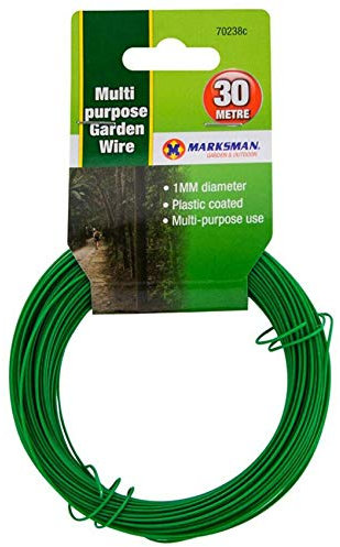 Nti MARKSMAN 20 x Meter Garden Wire Galvanised Green Plant Tie Home Thick Silver Thin Metal Decking Fencing Outdoors Indoor General Multi Purpose Coated UK FREE P&P (1.0mm x 30m Green Garden Wire)