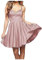 N/ C Élégante robe courte de cérémonie de remise de diplôme avec bretelles en satin pour femme, vieux rose, 34