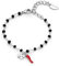 NICANDRA Bracciale Portafortuna Donna con Cornetto Rosso e Quadrifoglio - Bracciale Donna Acciaio Inossidabile e Regolabile da 16 a 22 cm - Idea Regalo (argento)