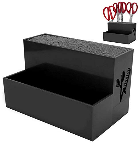 Supporto per Forbici, Scatola Fermagli per Parrucchieri, Scatola Portaforbici, Organizer, Accessori per Strumenti per Parrucchieri, Porta Attrezzi per Parrucchieri(Nero)