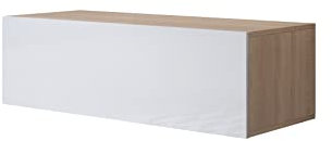 MB Muebles Bonitos, Mueble TV Colgante Luke H1 para Salón Moderno, Mueble Suspendido en Pared, Diseño Modular con Puerta Abatible, Melamina Mate y Brillo, Sonoma y Blanco, 100x30x40 cm