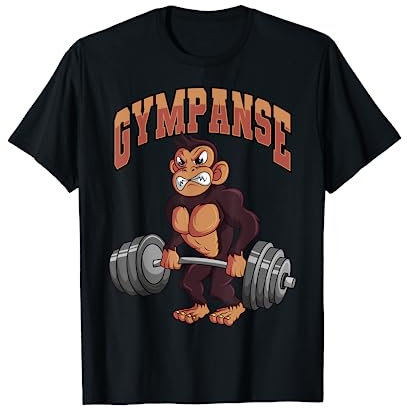 Lustige Workout Geschenkideen Gympanse Fitness Gym Affe Schimpanse Bodybuilding T-Shirt, Herren, Schwarz, S, Kurzarm, Pullover, Klassische Passform, Cartoon, Weihnachten, Geburtstag