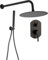 VALAZ Doccia Incasso Nero Opaco | Miscelatore Doccia Incasso Spruzzatore Effetto Pioggia | Installazione a Parete Facile | Inossidabile, Rotondo, Spruzzatore 20 cm, Serie Duero
