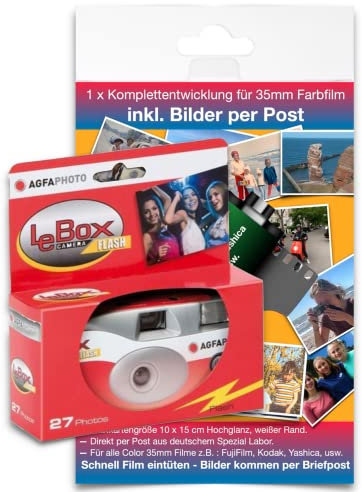 AgfaPhoto LeBox 400 27 Flash/Flash Disposable Camera with Complete Development for up to 27 Colour Images by Letter Post