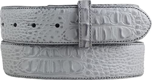 BELTINGER Gürtel mit Krokoprägung ohne Schnalle 4 cm | Leder-Gürtel für Damen Herren 40mm Kroko-Optik | Kroko-Muster | Dunkelgrau 100cm