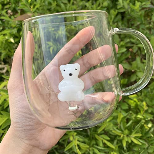Scizorito Tazza da caffè 3D in vetro con motivo animale, perfetta per regali, feste o uso in ufficio, adatta per latte, cioccolato o cappuccino, tazza con orso polare