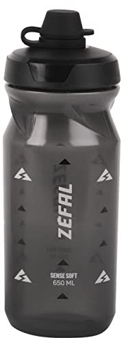 ZEFAL Sense Soft 65 No Mud Wasserflasche – Trinkflasche Fahrrad - Rauchschwarz - 650 ml – Rennrad Trinkflasche – MTB Radflasche