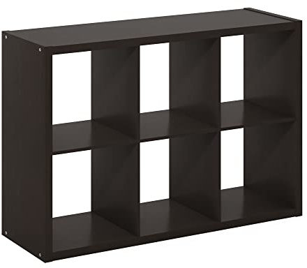 Furinno Cubicle Dekorativer Würfel-Aufbewahrungsorganisator mit offener Rückseite, 6 Würfel, Dunkle Eiche