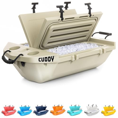 Cuddy - Enfriador Flotante y Recipiente de Almacenamiento en seco, 40 Cuartos de galón, diseño de Carcasa Dura anfibia, Color marrón