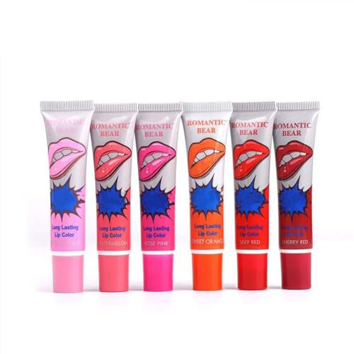 6 Farben Tattoo Lippenstift, Tattoo Lipstick, Peel Off Lipstick, Lip Gloss Sets, Lip Stain Tint Set, Waterproof Long Lasting Non-stick Cup Matte Lipgloss Makeup Set (1 Set)