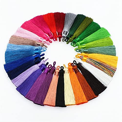SHTGOI 30 Stück 8 cm Quasten Handgemachte Troddel Anhänger Bunt Fransen mit Kordel Schlaufen Floss Lesezeichen Quasten Tassel für Schmuck Souvenir DIY Kleidung Handwerk Zubehör Mischfarbe