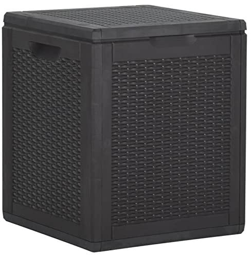 JUNZAI Garten-Aufbewahrungsbox 90 L, Kissenbox Garten Wasserdicht, Box Für Gartenauflagen, Auflagenbox, Gartentruhe, Gartenkiste,Schwarz PP Rattan