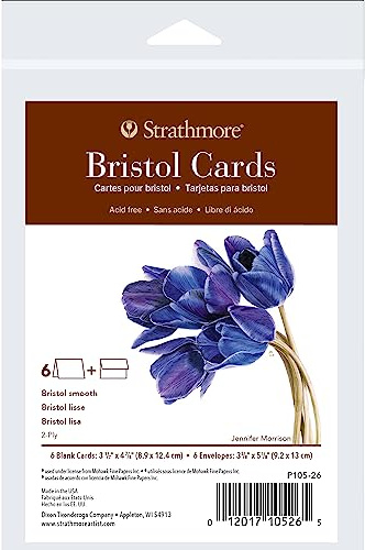 Strathmore 400 Series Cards, Bristol, Announcement Size, 3.5x4.875 inches, 6 Pack, Envelopes Included - Custom Greeting Cards for Weddings, Events, Birthdays