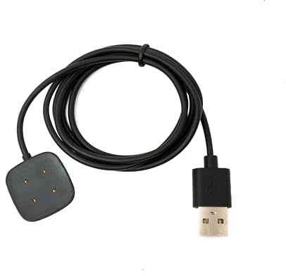 System-S USB 2.0 Kabel 95 cm Ladekabel für Fitbit Versa 3 4 Sense 1 2 Smartwach Schwarz