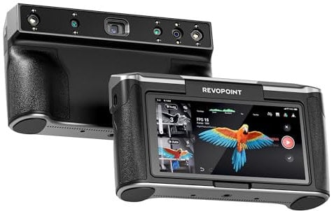 Revopoint MIRACO Handheld 3D-Scanner für 3D-Drucker, WiFi 3D Scanner mit 180° Flip Screen, 5000mAh Schnelllade-Akku, Präzision bis zu 0,02 mm, Vollfarb-RGB-Kamera für Kleine bis Große Objekte, 16GB