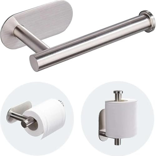 GMHome,Portarollo Baño Papel Higiénico,Portarrollos Baño Adhesivo de Acero Inoxidable,Portarrollos Papel Higiénico,Soporte Papel Higienico Autoadhesivo sin Taladro,Impermeable para Baño Cocina,Plata