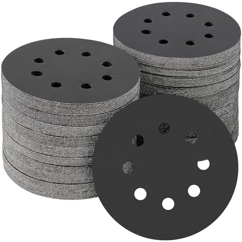 POTUINOM 100 discos de lijado de carburo de silicio de 5 pulgadas, papel de lija orbital húmedo y seco, grano 1500, mejor para metal, lijado automotriz